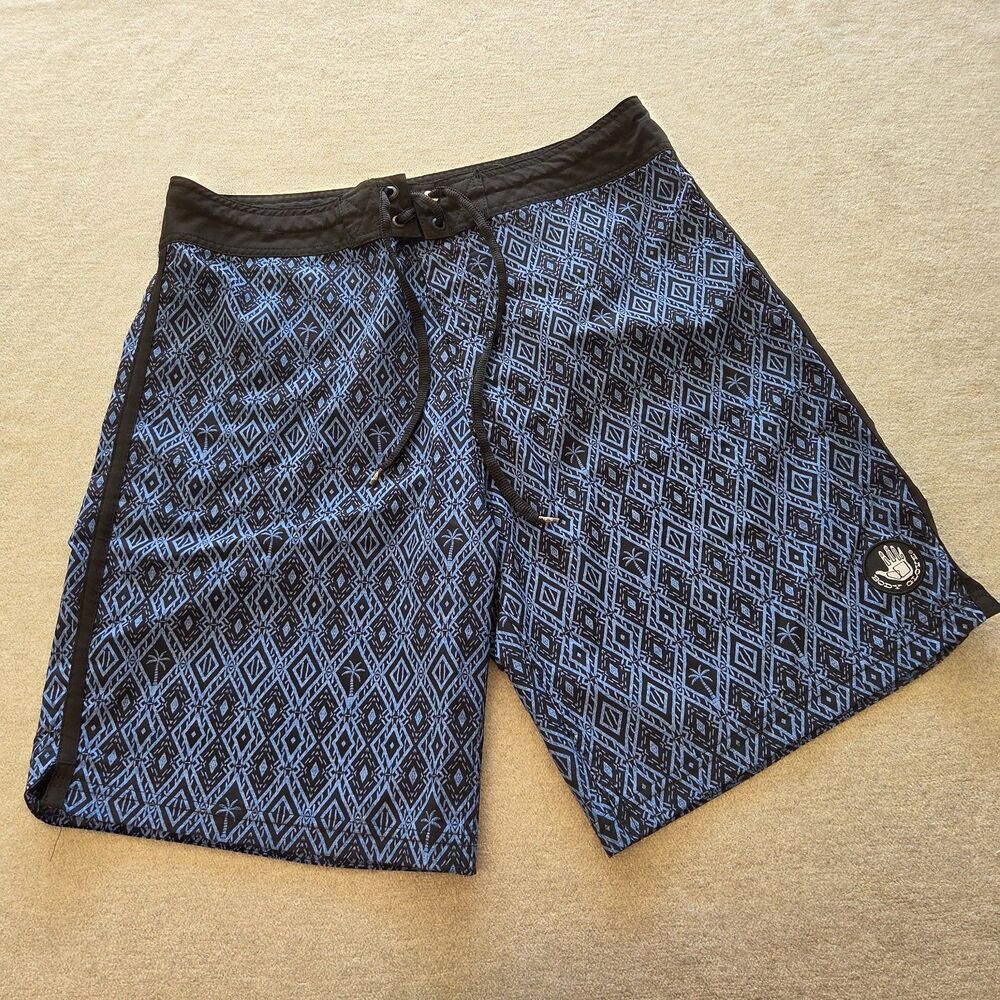 Body Glove Vapor Board Shorts Swimtrunks Size 32 Blue Palm Tree Cruise Artsy